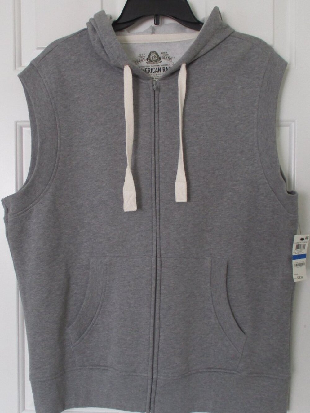 American Rag Unisex Gray Cotton/Poly Hoodie Sweatshirt Full Zip Vest NWT - XL